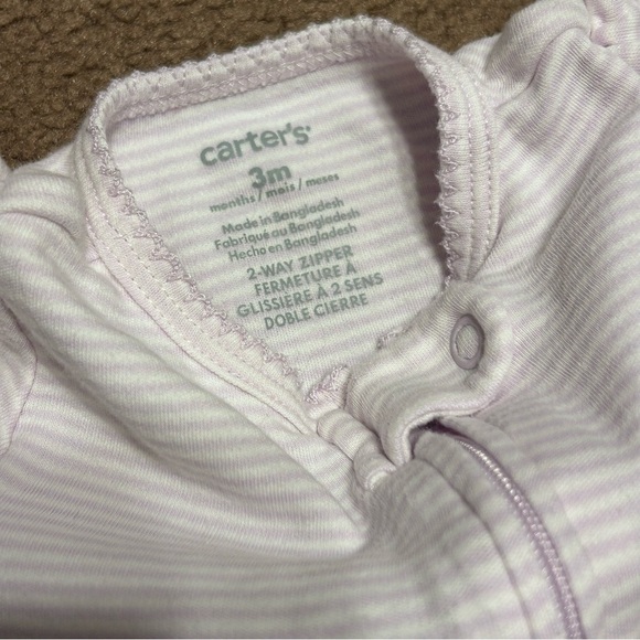Lavender&White Striped Sleeper/Footie/Pajamas w Bunny - Picture 3 of 4
